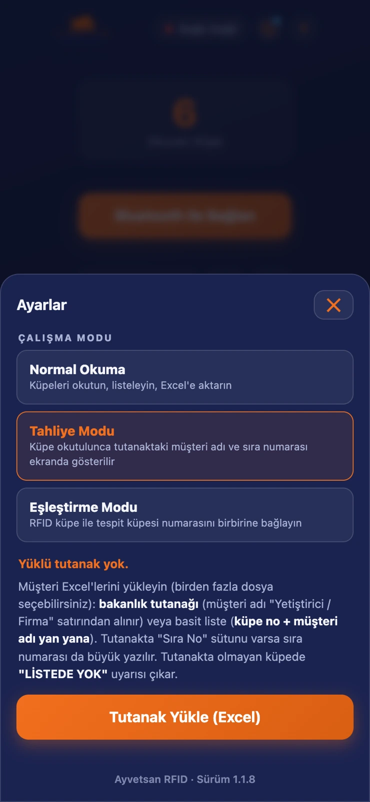 Ayvetsan RFID çalışma modları